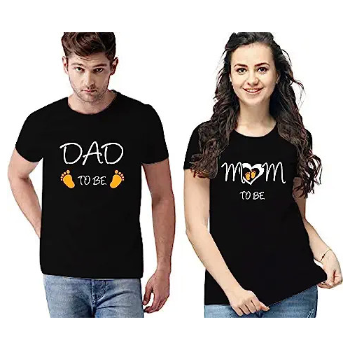Dad to be and Mom to be T-shirts.